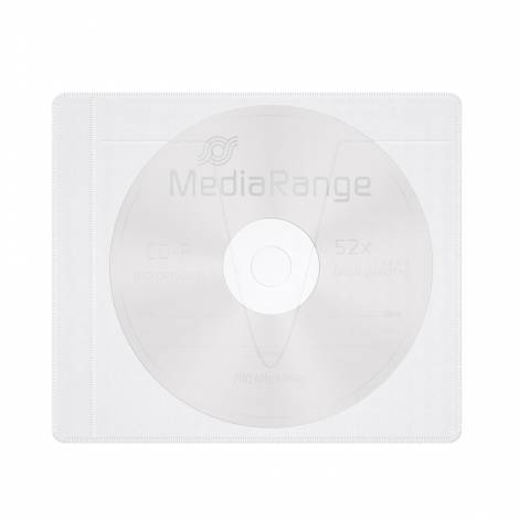 MediaRange Adhesive-backed fleece Sleeves for 1 disc White/semi-clear, Pack 50 (MRBOX69-50)