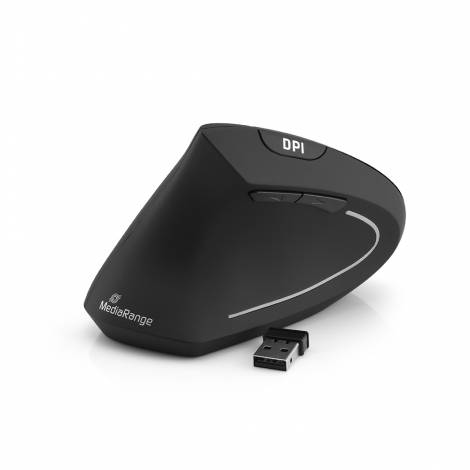 MediaRange Ergonomic 6-button wireless optical mouse for left-handers (Black, Wireless) (MROS233)