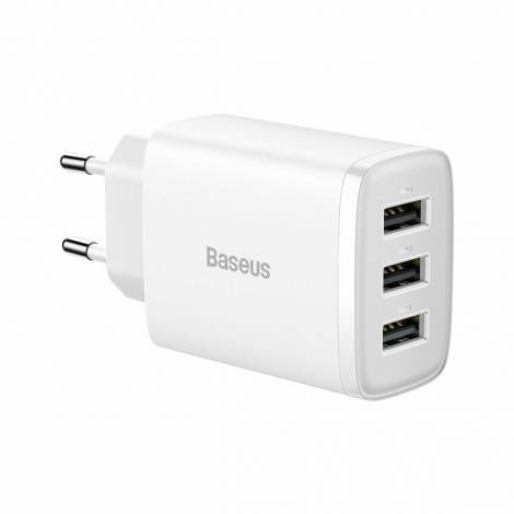 Baseus Φορτιστής Χωρίς Καλώδιο με 3 Θύρες USB-A 17W Λευκός (CCXJ020102) (BASCCXJ020102)