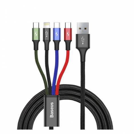 Baseus Braided USB to Lightning / 2x Type-C / micro USB Cable Πολύχρωμο 1.2m (CA1T4-B01) (BASCA1T4B01)