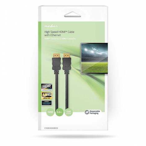 Nedis HDMI 1.4 Cable HDMI male - HDMI male 5m Μαύρο (CVGB34000BK50) (NEDCVGB34000BK50)