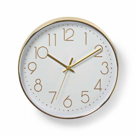 Nedis Ρολόι Τοίχου Πλαστικό Gold / White 30cm (CLWA015PC30GD) (NEDCLWA015PC30GD)