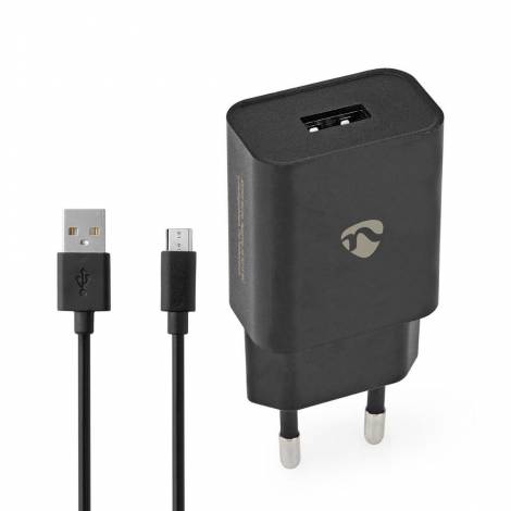 Nedis Φορτιστής με Θύρα USB-A και Καλώδιο micro USB 10.50W Μαύρος (WCHAM213A) (NEDWCHAM213ABK)