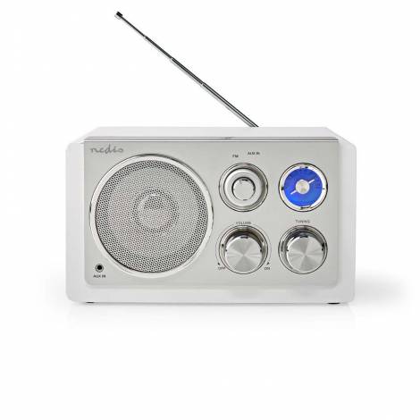 Nedis Retro Επιτραπέζιο Ραδιόφωνο Ρεύματος Ασημί Silver/White (RDFM5110WT) (NEDRDFM5110WT)