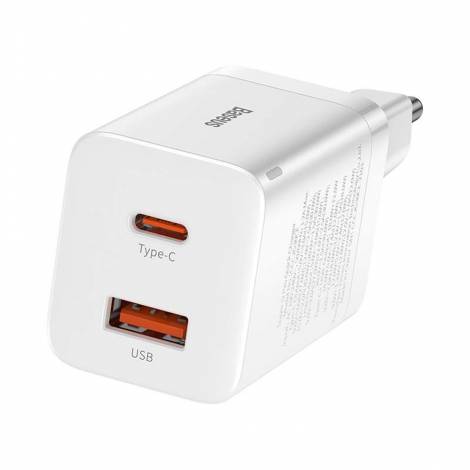 Baseus Φορτιστής Χωρίς Καλώδιο με Θύρα USB-A και Θύρα USB-C 30W Power Delivery Λευκός Super Si Pro (CCSUPP-E02) (BASCCSUPP-E02)