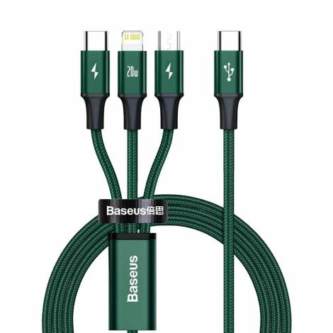 Baseus Rapid Series Braided USB to micro USB / Type-C / Lightning Cable 3A Πράσινο 1.5m (CAMLT-SC06) (BASCAMLT-SC06)