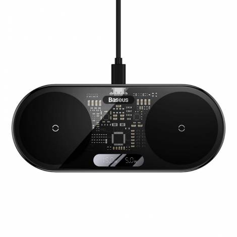 Baseus Dual Qi Wireless Charger Digital Led Display, 20w (WXSX010101) (BASWXSX010101)	Φ