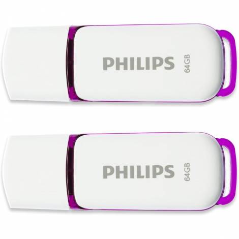 Philips Snow 2-Pack 64GB USB 2.0 Stick Μωβ (FM64FD70D/00) (PHIFM64FD70D-00)