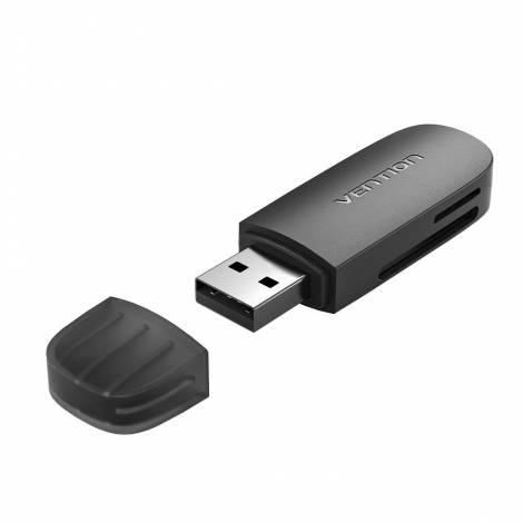 VENTION 2 in 1 USB 3.0 A Card Reader (SD+TF) Black Single Drive Letter (CLFB0) (VENCLFB0)