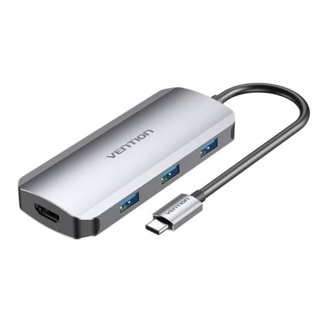 VENTION Type-C to HDMI/USB 3.0x3/PD 100W Docking Station 0.15M Gray Aluminum Alloy Type (TODHB) (VENTODHB)