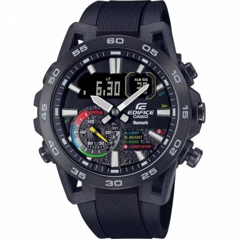 Casio Ρολόι Χρονογράφος Μπαταρίας με Μαύρο Καουτσούκ Λουράκι (ECB-40MP-1AEF) (CASECB-40MP-1AEF)