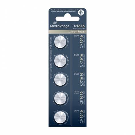 Μπαταρία Λιθίου MediaRange Coin Cells CR1616 3V (5 Pack (MRBAT135)