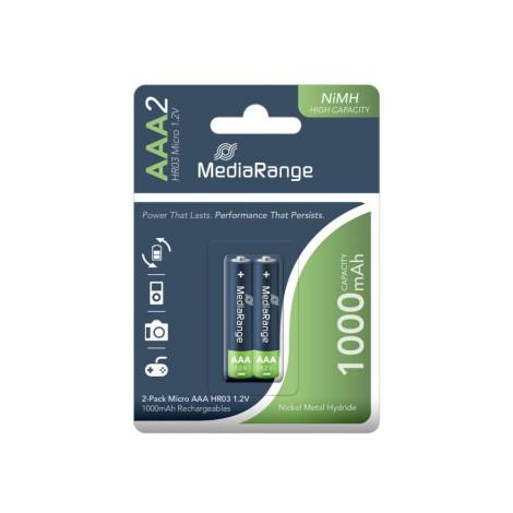 Επαναφορτιζόμενη Μπαταρία MediaRange High Cap. NiMH Accus AAA 1.2V (HR03) (2 Pack) (MRBAT122)