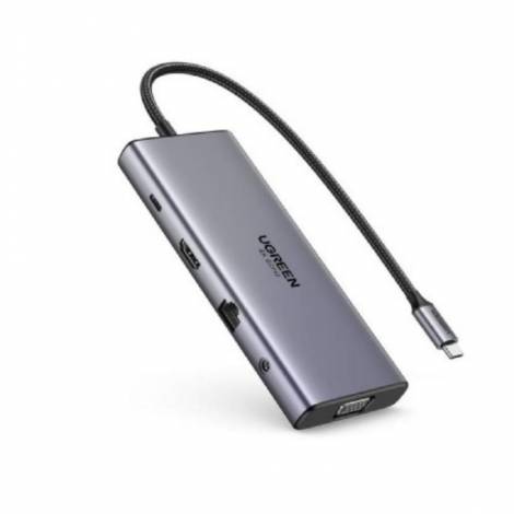 Ugreen CM639 USB-C Hub HDMI VGA 2x USB-C 3.2 10Gbps 2x USB SD/TF RJ45 AUX 3.5mm PD 4K 60 Hz (45520) (UGR45520)