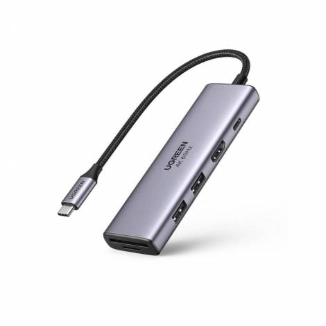 Ugreen Adapter 5-in-1 CM511 Hub USB-C to 2x USB HDMI USB-C TF/SD gray (60384) (UGR60384)