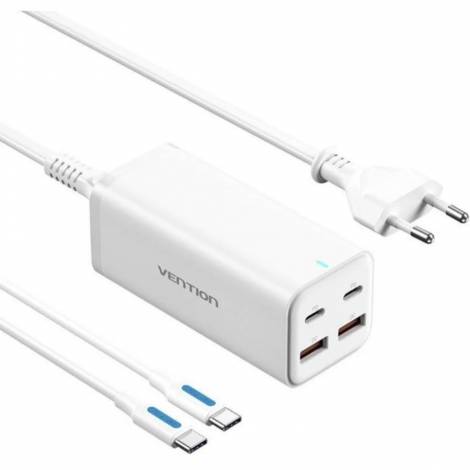 VENTION 4-Port USB (C + C + A + A) GaN Charger (100W/100W/18W/18W) EU-Plug White (FBSWG-EU) (VENFBSWG-EU)