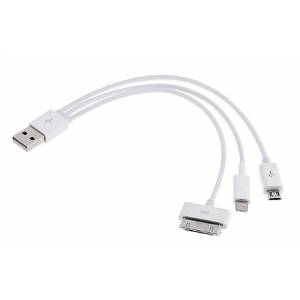 3 In 1 Multi USB Charging Cable (Micro USB, Apple Lightning & Apple 30Pin)