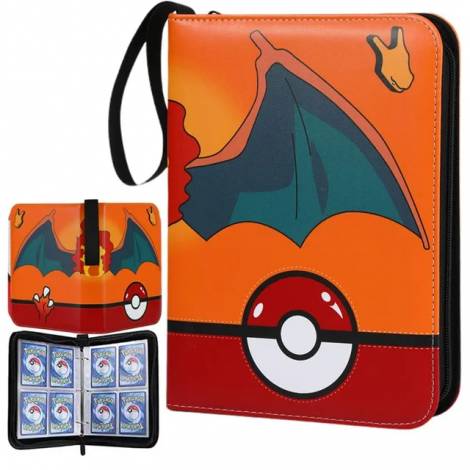 400 Zippered Pokemon Charizard Pokeball Themed Binder