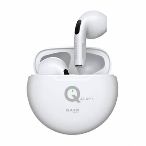 Aiwa AT-X80Q In-ear Bluetooth Handsfree Ακουστικά με Θήκη Φόρτισης Λευκά