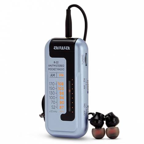 AIWA MINI POCKET RADIO WITH EARPHONES SILVER (R-22SL)