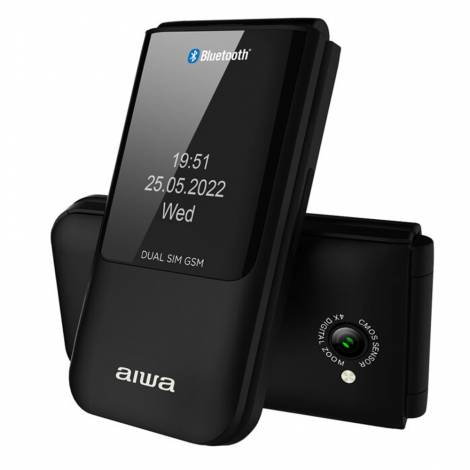 AIWA SLIM BT CLAMSHELL FLIP-STYLE DUAL SIM PHONE BLACK REFURBISHED