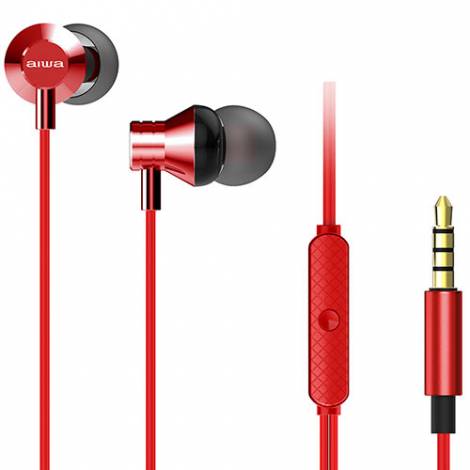 AIWA STEREO 3,5MM IN-EAR WITH REMOTE AND MIC ESTM-50RD RED