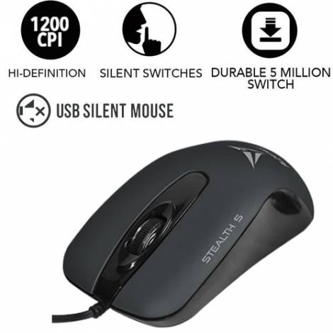 ALCATROZ USB SILENT MOUSE STEALTH 5 D.GRAY