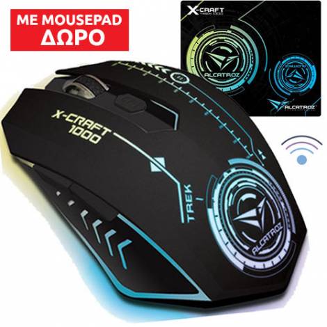 ALCATROZ XCRAFT 7COLOUR WIRELESS LiBAt MOUSE TREK1000