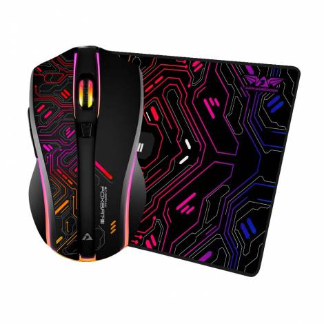 ARMAGGEDDON 2.4G WIRELESS GAMING MOUSE RGB 10000 CPI MIKOYAN FOXBAT-III CYBERPUNK BLACK