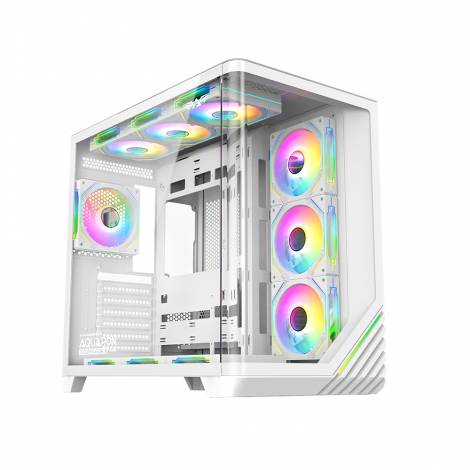 ARMAGGEDDON FULL ATX DUAL CHAMBER CHASSIS 10X ARGB FANS AQUARON X-CURVE GIGA 10 WHITE