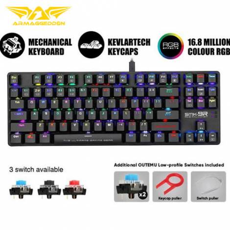 ARMAGGEDDON LOW PROFILE KEYBOARD RGB BLACK  Μηχανικό πληκτρολόγιο Gaming SMK9RB Αγγλικό