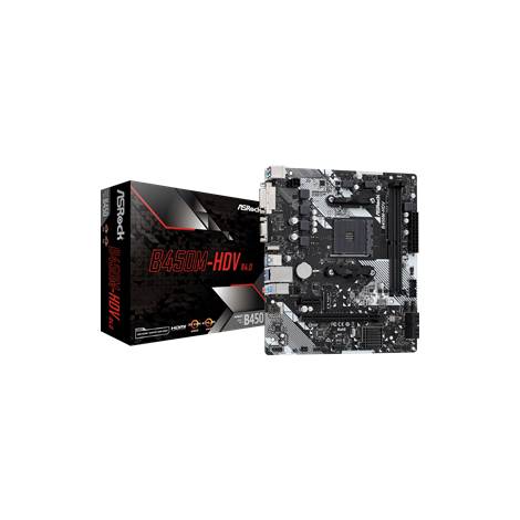 ASROCK MB B450M-HDV R4.0, SOCKET AMD AM4, CS AMD B450, 2 DIMM SOCKETS DDR4, D-SUB/DVI-D/HDMI, LAN GIGABIT, MICRO-ATX, 2YW.