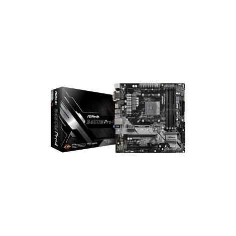 ASROCK MB B450M PRO4 R2.0, SOCKET AMD AM4, CS AMD B450, 4 DIMM SOCKETS DDR4, D-SUB/DVI-D/HDMI, LAN GIGABIT, MICRO-ATX, 2YW.