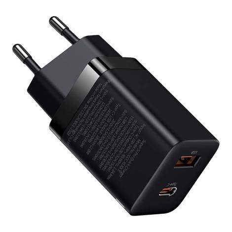 Baseus Φορτιστής Χωρίς Καλώδιο 1xUSB-A, 1xUSB-C 30W PD 3.0, QC 3.0 Μαύρος (Super Si Pro) CCSUPP-E01