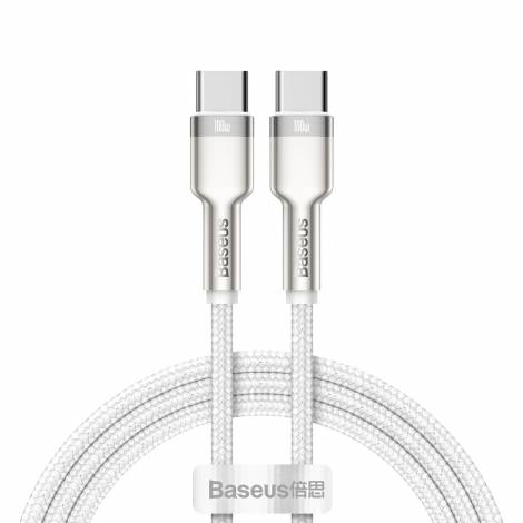 Baseus Καλώδιο Φόρτισης Cafule Metal PD Type C σε Type C 100W 1 m Λευκό CATJK-C02