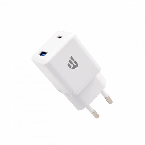 Baykron Φορτιστής Basic Wall Charger EU USB-A, Type C 20W PD QC3 Λευκός BKR-BL-20W-EU-W