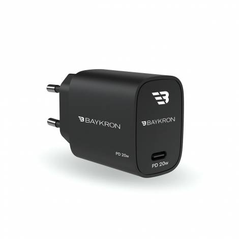 Baykron Smart Wall Adapter EU Type-C 20W Μαύρος BKR-SL-WC-PD20W-EU