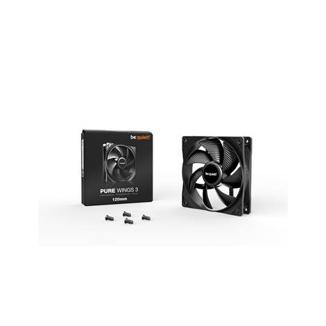 BEQUIET FAN PURE WINGS 3 120MM BL104, 1600RPM, 49.9CFM/84.8M3/H, 25.5dB, Lifespan 80000h, BLACK, 3YW.