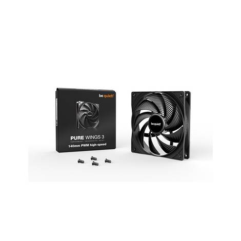 BEQUIET FAN PURE WINGS 3 140MM PWM HIGH-SPEED BL109, 1800RPM, 72,2CFM/122,6M3/H, 30,5dB, Lifespan 80000h, BLACK, 3YW.