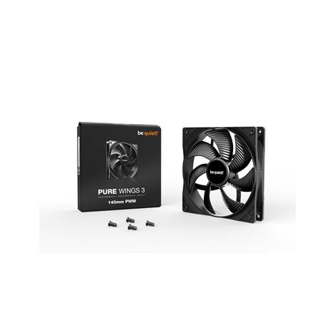 BEQUIET FAN PURE WINGS 3 PWM 140MM BL108, 1200RPM, 57,4CFM/97.5M3/H, 21,9dB, Lifespan 80000h, BLACK, 3YW.