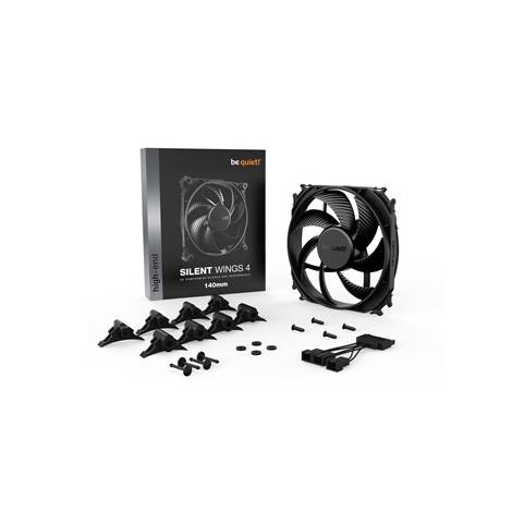 BEQUIET FAN SILENT WINGS 4 140MM BL095, 1100RPM, 51,3CFM/87,16M3/H, 13,6 dB, Lifespan 300000h, BLACK, 5YW.