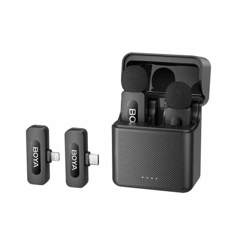 BOYA BY-V3 Combo Mobile Wireless Mic for Android iPhone (USB-C & Lightning) 2 person vlog w charging