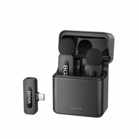 BOYA BY-V30 Mobile Wireless Mic for Android iPhone (USB-C) 2 person vlog w charging case 100m 36h