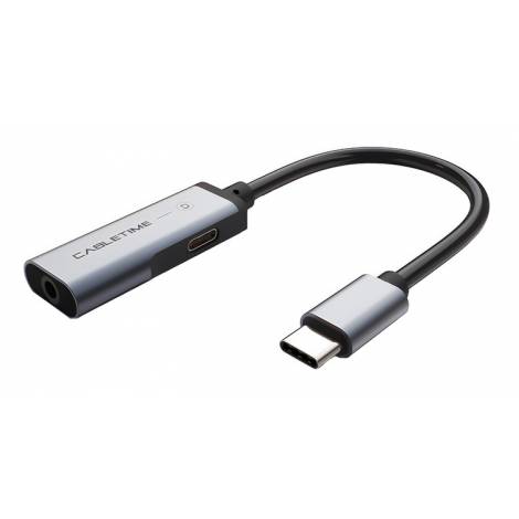 CABLETIME αντάπτορας USB Type-C σε USB Type-C & 3.5mm C160, 0.1m, γκρι