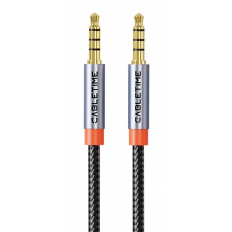 CABLETIME καλώδιο ήχου 3.5mm CT-AM35M, gold plated, 2m, μαύρο