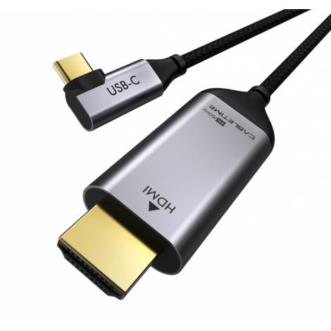 CABLETIME καλώδιο USB-C 90° σε HDMI C160, 4K, 1.8m, μαύρο