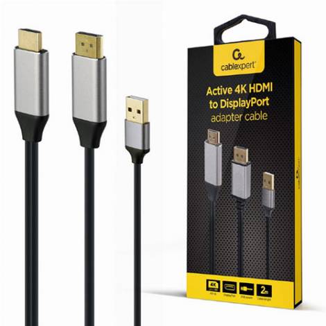 CABLEXPERT 4K HDMI MALE TO DISPLAYPORT MALE ADAPTER CABLE 2M BLACK RETAIL PACK