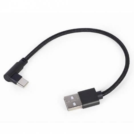CABLEXPERT ANGLED USB TYPE-C CHARGING & DATA CABLE 0.2M BLACK