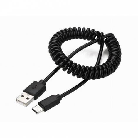 CABLEXPERT COILED USB TYPE-C CABLE 0.6M BLACK