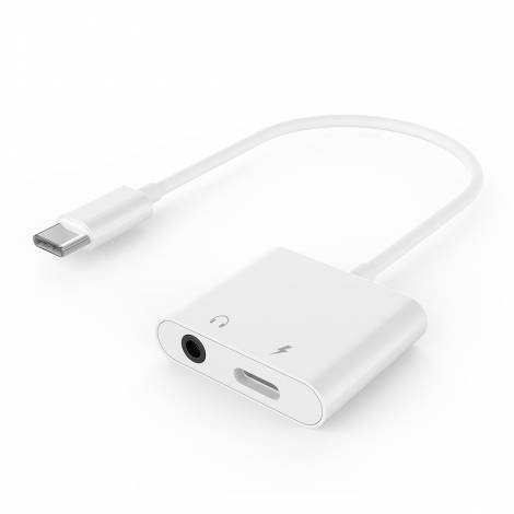 CABLEXPERT USB TYPE-C PLUG TO STEREO 3.5MM AUDIO ADAPTER WITH EXTRA SOCKET WHITE